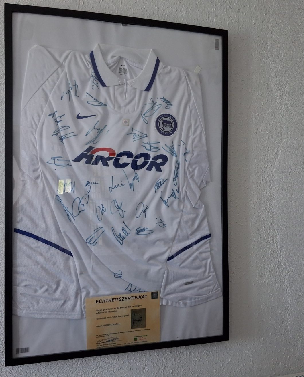 Hertha-Trikot 2002/03 mit Originalunterschriften Hertha-Trikot 2002/03 mit Originalunterschriften